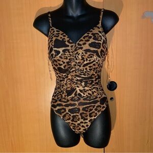 Brown and Black Animal Print Bodysuit Top